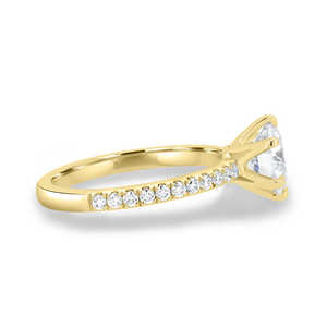 Bagues fines personnalisées, bagues de fiançailles rondes en or jaune pur 18 ct avec diamant de laboratoire, taille brillante, solitaire, 6 griffes, pour femmes - Product Image 2