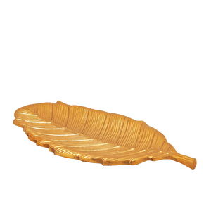 Nouvelle feuille plateau de service luxe argent métal feuille forme conception Dessert gâteau assiette cadeau pour mariage et événements décoration de Table - Product Image 6