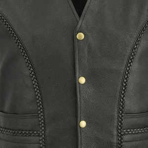 2025 Men's Biker Leather <b>Vest</b> Autumn Fashion 100% Genuine Leather Breathable Single Button <b>Denim</b> Outerwear - Product Image 5