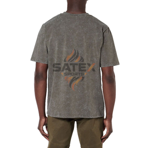 เสื้อยืดสไตล์วินเทจทรงเรโทรผ้าคอตตอน 100% ทรงปกติสำหรับผู้ชาย ซักย้อมสีแบบแอซิดวอช ระบายอากาศได้ดี - Product Image 2