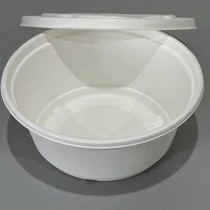 ภาชนะทรงกลมทำจากชานอ้อยเป็นมิตรต่อสิ่งแวดล้อมภาชนะใยอ้อยสำหรับอาหารร้อนและเย็นทนทานต่อการรั่ว - Product Image 1