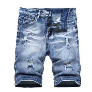 กางเกงยีนส์ขาสั้นสำหรับผู้ชายกางเกงขาสั้นผ้าเดนิมผ้าฝ้ายสีพื้นสไตล์ใหม่ล่าสุด100% - Product Image 2