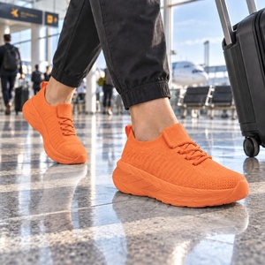 <strong>Orange</strong> Men's Casual Slip-On Walking Shoes Elastic Lace Breathable Knit Lightweight L0017 BQ007 - Product Image 2