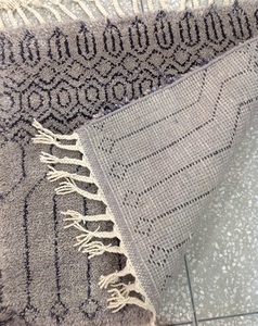 Modern Geometric Design Moroccan Style Hand Knotted Rug Grey and Black Cotton Area Carpet with Latex Backing Woven Floor <b>Mat</b> - Product Image 3