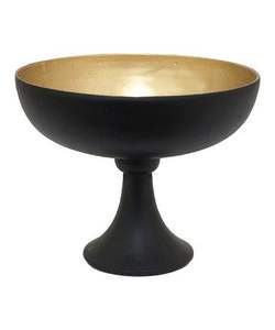 Moderna Cazuela de Metal Negra y Dorada con Pedestal, Acabado Mate, Centro de Mesa Decorativo para Frutas, para Decoración de Mesa en el Hogar o Bodas - Product Image 1