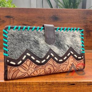 Nuevo bolso de mano de mujer de estilo occidental personalizado con detalles florales de cuero genuino y costura a mano - Product Image 1