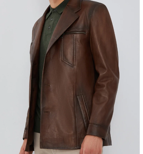 Nueva chaqueta de cuero 2025, chaquetas de cuero de alta calidad para hombres, chaqueta de cuero personalizada a la moda para hombres desgastados - Product Image 5