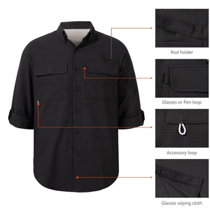 Camisas de Pesca para Hombre al por Mayor, OEM, con Logotipo Personalizado, Transpirables, de Poliéster, con Botones y Ventilación - Product Image 3