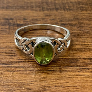 2.8 Grams <b>Peridot</b> Geometric Gemstone <b>Ring</b> 14K Yellow Gold with Gold Plating Statement Jewelry with Zircon Stone Everyday Wear - Product Image 1