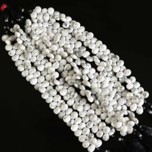 Perles en howlite naturelle facettées en forme de poire, perles en howlite blanche pour la fabrication de bijoux, fournitures par un fabricant indien en vrac - Product Image 2