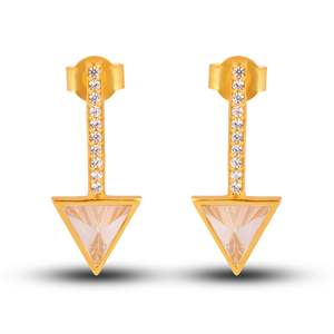Pendientes Colgantes de Plata de Ley 925 con Circonita Dorada, Diseño Moderno y Elegante - Product Image 2