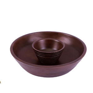 Plateau à chips et à trempette en bois fait à la main en gros avec bol central amovible Plat de service en bois Plat de service élégant pour collations - Product Image 3