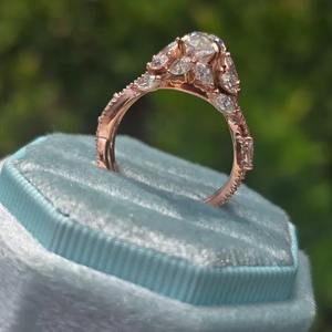 แหวนหมั้นเพชรโมอิสเพชรโมอิส925วินเทจสำหรับผู้หญิงแหวนแต่งงานประดับเพชรโมอิสซาไนต์ประดับเพชรอัญมณีสีเงินลายดอกไม้ - Product Image 4