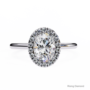 3,32 Ct Oval Cut Lab Grown Diamond Halo Set Anillo de compromiso Oro amarillo CVD Anillo de diamante Regalo de aniversario para ella - Product Image 4