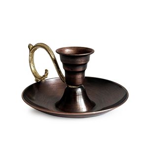 Candelero de Cobre Hecho a Mano, Decoración Navideña para el Hogar, Estilo Clásico, Acabado de Cobre Cepillado, 13.5cm X 10cm - Product Image 1