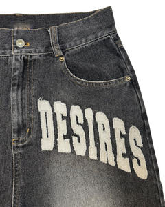 Personalizado desgastado bordado hombres moda Jorts alta calidad lavado holgado Jorts ácido lavado doble dobladillo pantalones cortos de mezclilla - Product Image 4