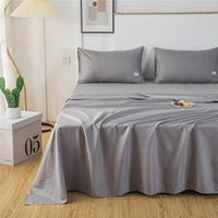 Ensemble de draps de lit de luxe 300TC 100% coton, style américain, écologiques, rafraîchissants, respirants, taille Queen, blanc, 4 pièces
