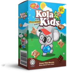 Win Win Kola Kids Biscuits With Chocolate Filling 37g Wholesale Chocolate Cream Filled Biscuits Halal Certified Convenient Pack