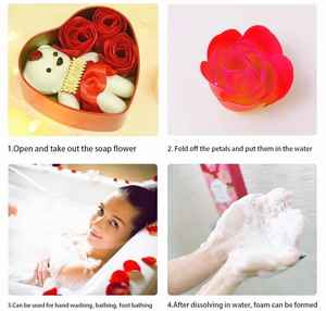 Valentine's Day Modern Lightweight <b>Heart</b> <b>Shape</b> Tin <b>Box</b> Gift Set Mini Teddy Bear Scented Soap Flowers Luxury Anniversary Wedding - Product Image 3