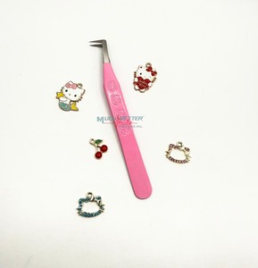 Pinzas para Pestañas de Acero Inoxidable con Logotipo Personalizado, Separación y Aislamiento, Dijes de Flores, Recubrimiento de Pintura Rosa, Punta Plateada - Product Image 5