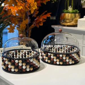 Modern Design Black Powder Coated <b>Metal</b> Tray Designer Handle Luxury Black Collection with Multicolor <b>Bowl</b> Design Handle - Product Image 4