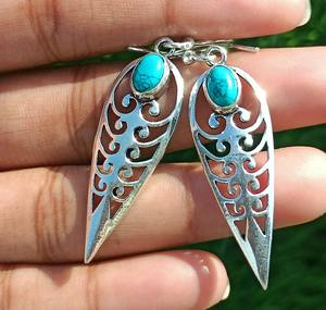 Boho 925 Silver Plated Vintage Turquoise Gemstone Dangle Drop Earrings Handmade Jewelry Gift For Women Unique Earrings - Product Image 4