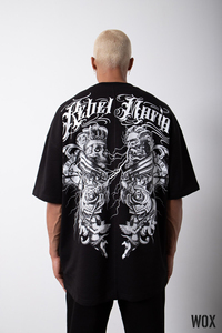 Camiseta de Hombre 2023, Corte Holgado, 100% Algodón Orgánico, Tejido de Punto con Estampado de Puntos, Hombros Caídos, Dobladillo Curvo, Color Negro, Logotipo Personalizado, Estilo Urbano - Product Image 4