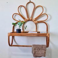 Étagère murale en rotin en forme de paon en bambou naturel fait main, multifonctionnelle, style Art Déco, pour rangement de vêtements, décoration intérieure, salon