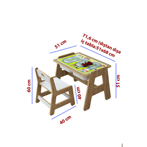 Ensemble de chambre pour enfants Fida - Table et chaise Montessori + marchepied + tableau de croissance - Product Image 5