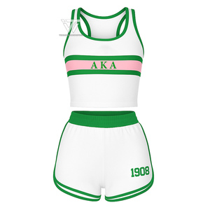Griego Alpha | Kapa | Alpha AKA Sorority Clothing Listo para enviar Conjunto deportivo de 2 piezas PARA MUJER: camiseta sin mangas con pantalones cortos - Product Image 1