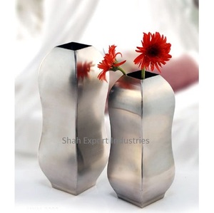 Florero de Metal de lujo moderno acabado plateado para el hogar sala de estar boda escritorio floreros decorativos - Product Image 3