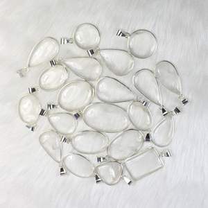 Collar de piedras preciosas de cuarzo de cristal transparente de hermosa calidad acabado pulido suave cabujón de piedras preciosas colgante de bisel al por mayor - Product Image 5