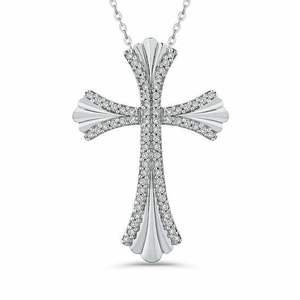 1.07 Ct White Natural Diamond <b>Cross</b> Pendant Necklace Christian Religious Sterling Silver Factory Direct Sale Link <b>Chain</b> Type - Product Image 2