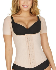 Grande taille Abdominal Fitness Corset fermeture éclair manches courtes taille soutien poitrine Shapewear femmes sport survêtement - Product Image 6
