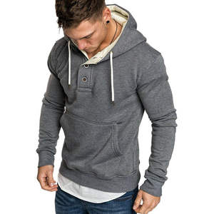 Sweat à capuche en molleton 100% coton brodé pour homme, chaud pour l'hiver, manches longues, uni, décontracté, streetwear - Product Image 2