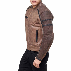 เสื้อแจ็คเก็ตหนังแท้ 100% ดีไซน์ใหม่สำหรับขี่มอเตอร์ไซค์  แฟชั่นสตรีทสุดฮิต  ขายเสื้อแจ็คเก็ตหนังสำหรับขี่มอเตอร์ไซค์แบบเรียบ - Product Image 3