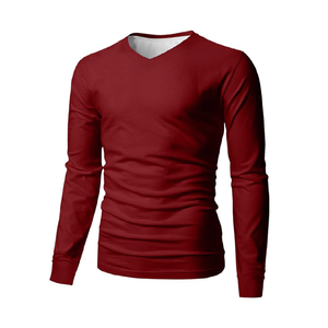 Camisetas de Cuello Redondo de Color Sólido a la Moda para Hombre de Uso Diario, Diseño Personalizado, Camisetas Casuales de Manga Larga Ajustadas para Hombre - Product Image 3