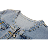 Nouvelle Collection : Vestes en Jean pour Femmes avec Col Effet Vieilli - Style Gothique Streetwear Coupe Slim Décontractée Automne Hiver Imprimé Délavé Couleur et Logo Personnalisables