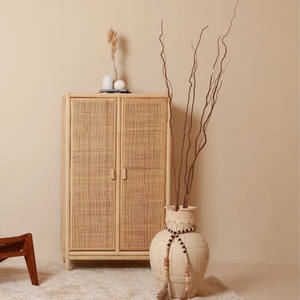 El precio más barato al por mayor, armario de ratán, muebles interiores para sala de estar, armarios de 2 puertas hechos a mano naturales - Product Image 2