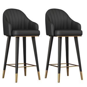 Ghế quầy <span class=keywords><strong>bar</strong></span> xoay Ghế quầy <span class=keywords><strong>bar</strong></span> bằng da có tựa lưng sang trọng và chân kim loại có chỗ để chân cho bàn đảo bếp tại nhà - Product Image 6