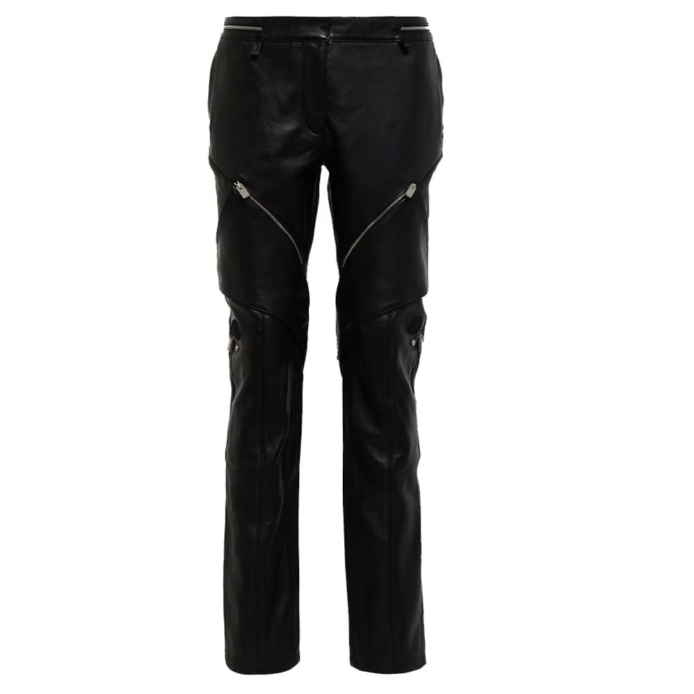 Side Lace Up Leather Pants With Strings On The Side Womens