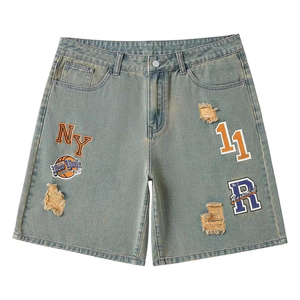 Shorts en jean pour hommes tendance et à séchage rapide, grande taille, pièce fraîche, respirant, en coton, shorts en denim pour hommes - Product Image 1