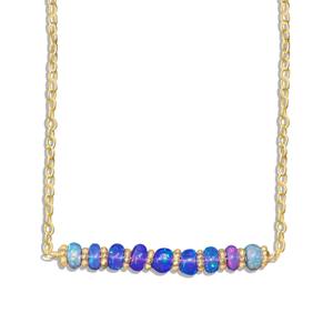 Collar de Cadena de Plata de Ley 925 para Mujer, Tamaño 14 Pulgadas, Cuentas de Ópalo Lavanda Natural en Joyería Chapada en Oro Amarillo, Regalo - Product Image 1