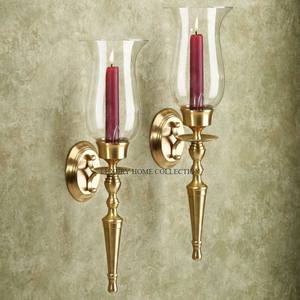 Gold Color Vintage Style Decorative Wall Scones and Lamps Handmade Attractive Stylist Designer Set of 2 Candle <b>Stick</b> Holder - Product Image 1