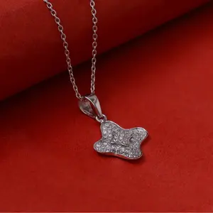 925 Silver <b>Necklace</b> Cubic Zirconia Flower Pendant Rhodium Geometric Pattern Freshwater Rose Gold <b>Christian</b> Symbol for Women - Product Image 2