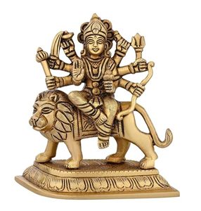 รูปปั้นทองเหลืองขัดเงา Durga Ma Idol Mata Mata Mata Mura Mura Murti รูปเสือ astadhatu รูปปั้นทองเหลืองพิมพ์ลายสไตล์ทางศาสนา - Product Image 1