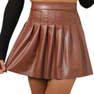 Jupe femme taille haute Mini longueur Style décontracté Faux cuir coupe ajustée pour Streetwear quotidien ou fêtes taille naturelle - Product Image 1