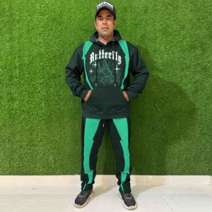 Conjunto de 2 Piezas Unisex de Primera Calidad, Sudadera con Capucha Elástica y Pantalones Cargo de Felpa, Ropa Deportiva Urbana con Logotipo Estampado, 100% Algodón para Invierno - Product Image 1