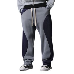 Nouveau pantalon de survêtement en coton lourd à jambes larges, bicolore, style décontracté, coupe droite, grande taille, pantalon de survêtement pour homme - Product Image 1
