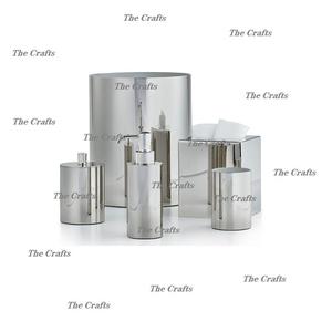 Lot de 6 ensemble de salle de bain couleur argent pour salle de bain d'hôtel Ensemble de salle de bain en acier inoxydable avec nacre - Product Image 3